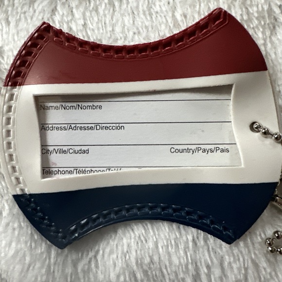 American‎ Tourister 3" Luggage Tag Red White And Blue With Ball Chain Vintage - Picture 2 of 3